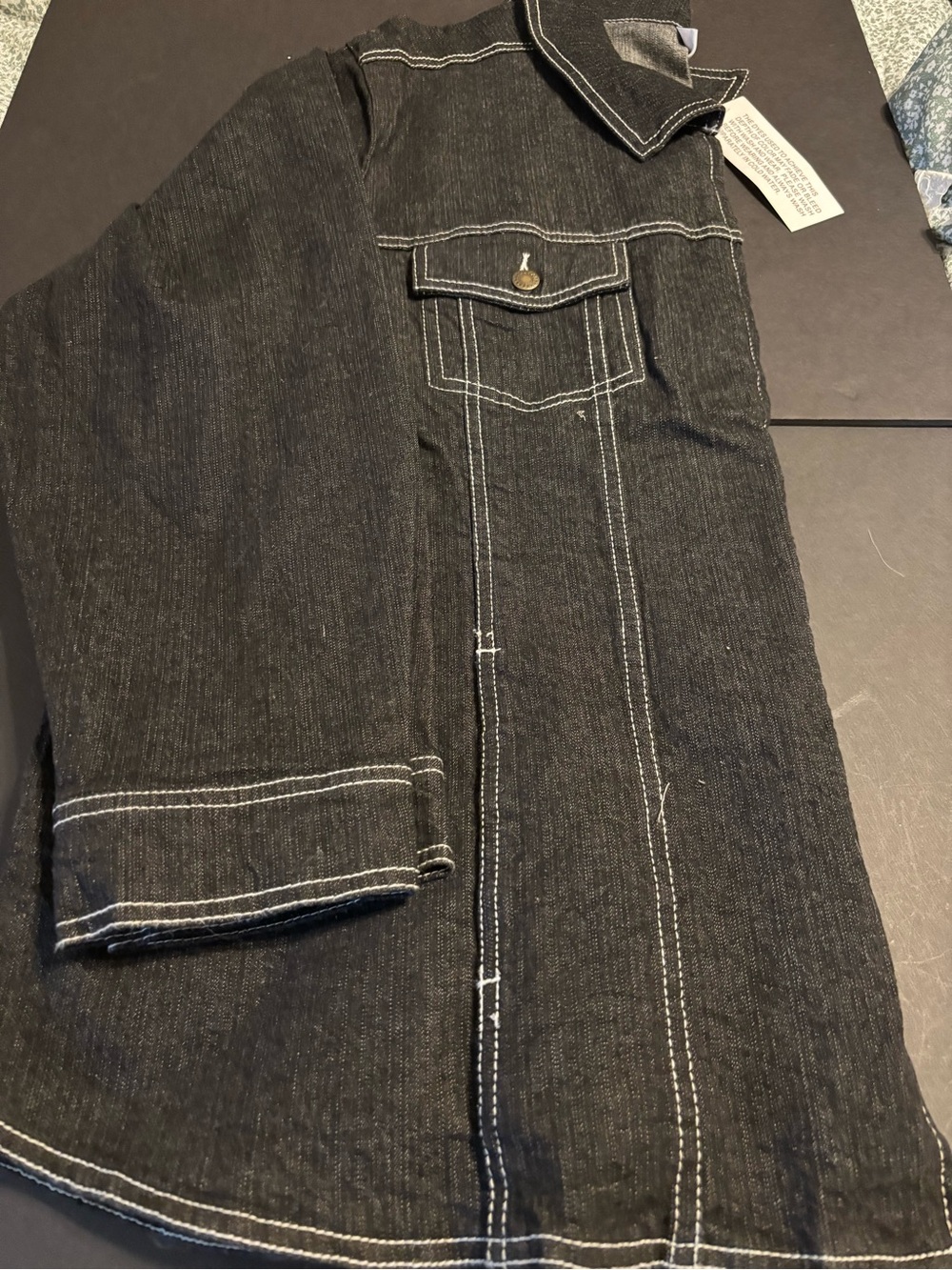 Denim & Co. Black Denim Jacket Women’s 3X NWT Full Zip Contrast Stitch Plus